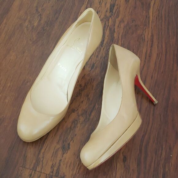 Christian Louboutin Red Bottom Chic Feminine Prorata 90 Kid Beige Pumps Size 38 - Picture 1 of 10